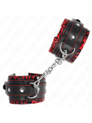 Kink - Poggipolsi Imbottiti In Pelliccia Rosso/Nero Regolabile 17-29 Cm X 6 Cm - KINK WRIST RESTRAINT - Manette e Polsini | erosidea.com