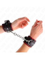 Kink - Poggipolsi Imbottiti In Pelliccia Rosso/Nero Regolabile 17-29 Cm X 6 Cm - KINK WRIST RESTRAINT - Manette e Polsini | erosidea.com