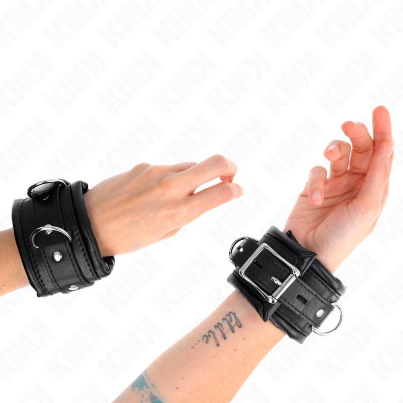 Kink - Resistenza Da Polso Pesante Con Fodera In Pelliccia Nera Regolabile 20-30 Cm X 6 Cm - KINK WRIST RESTRAINT - Manette e Polsini | erosidea.com