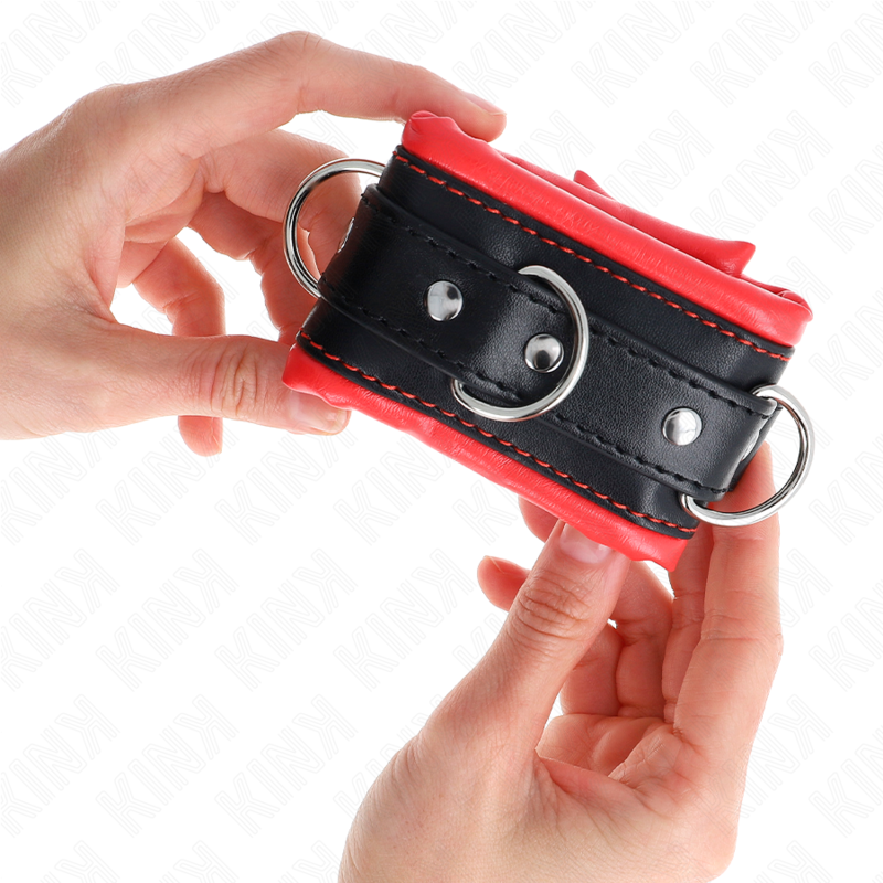 Kink - Resistenza Da Polso Pesante Con Fodera In Pelliccia Rossa Regolabile 20-30 Cm X 6 Cm - KINK WRIST RESTRAINT - Manette e Polsini | erosidea.com