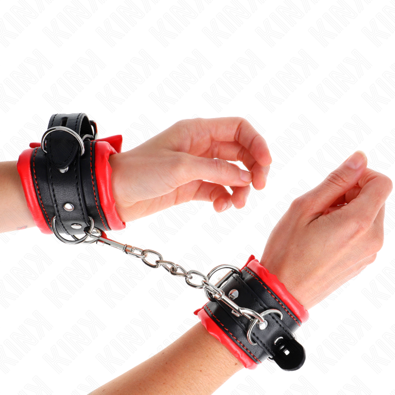 Kink - Resistenza Da Polso Pesante Con Fodera In Pelliccia Rossa Regolabile 20-30 Cm X 6 Cm - KINK WRIST RESTRAINT - Manette e Polsini | erosidea.com