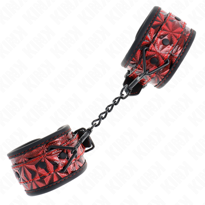 Kink - Resistenza Da Polso Con Motivo A Diamanti Rosso Scuro Regolabile 17-26 Cm X 55 Cm - KINK WRIST RESTRAINT - Manette e Polsini | erosidea.com