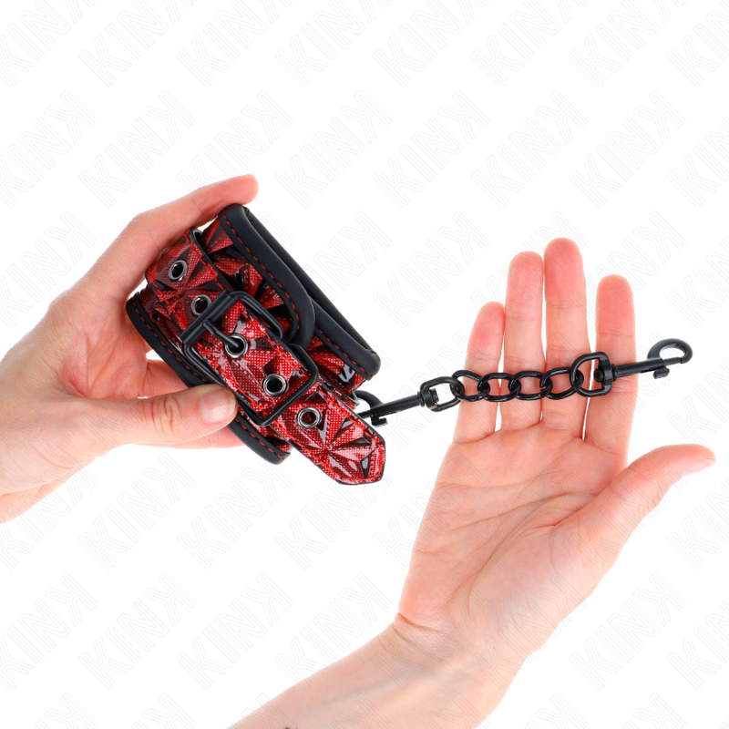 Kink - Resistenza Da Polso Con Motivo A Diamanti Rosso Scuro Regolabile 17-26 Cm X 55 Cm - KINK WRIST RESTRAINT - Manette e Polsini | erosidea.com