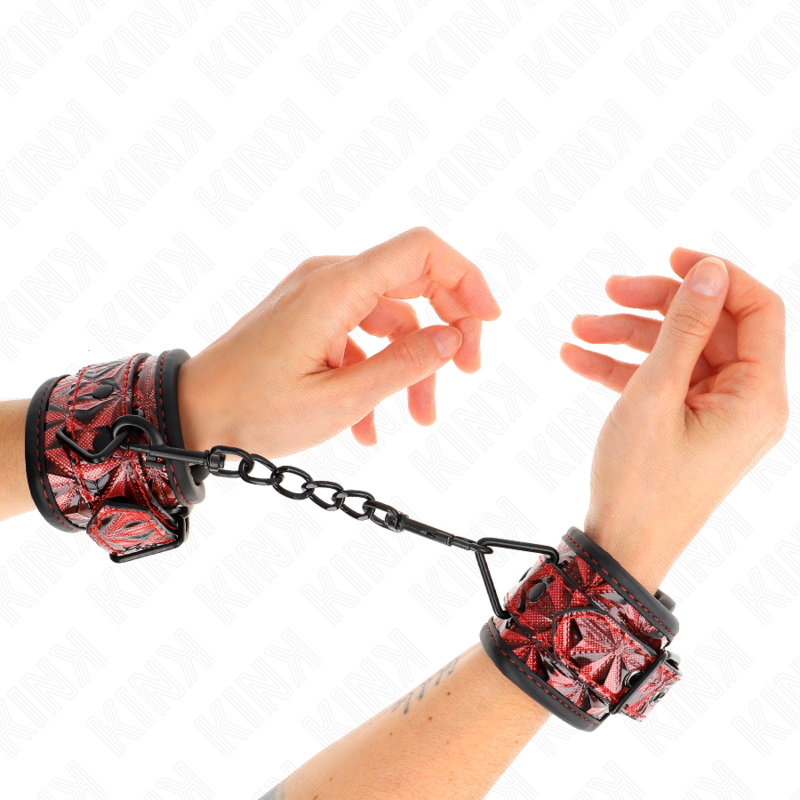 Kink - Resistenza Da Polso Con Motivo A Diamanti Rosso Scuro Regolabile 17-26 Cm X 55 Cm - KINK WRIST RESTRAINT - Manette e Polsini | erosidea.com