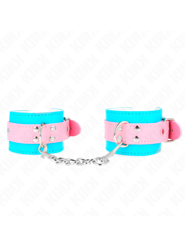 Kink - Graziosi Poggipolsi Blu/Rosa Regolabili 16-28 Cm X 5 Cm - KINK WRIST RESTRAINT - Manette e Polsini | erosidea.com