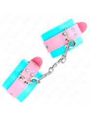 Kink - Graziosi Poggipolsi Blu/Rosa Regolabili 16-28 Cm X 5 Cm - KINK WRIST RESTRAINT - Manette e Polsini | erosidea.com
