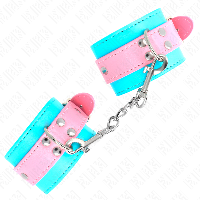 Kink - Graziosi Poggipolsi Blu/Rosa Regolabili 16-28 Cm X 5 Cm - KINK WRIST RESTRAINT - Manette e Polsini | erosidea.com