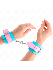 Kink - Graziosi Poggipolsi Blu/Rosa Regolabili 16-28 Cm X 5 Cm - KINK WRIST RESTRAINT - Manette e Polsini | erosidea.com