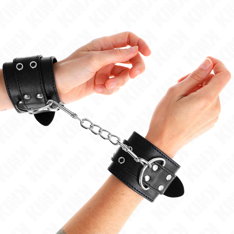 Kink - Regtino Da Polso Doppia Fibbia Nero Regolabile 19-26 Cm - KINK WRIST RESTRAINT - Manette e Polsini | erosidea.com