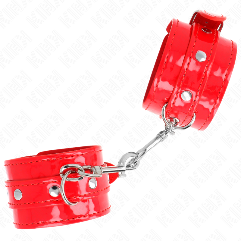 Kink - Polsini Lucidi Rossi Regolabili 23-33 Cm - KINK WRIST RESTRAINT - Manette e Polsini | erosidea.com