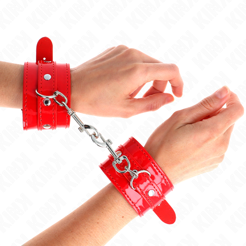 Kink - Polsini Lucidi Rossi Regolabili 23-33 Cm - KINK WRIST RESTRAINT - Manette e Polsini | erosidea.com