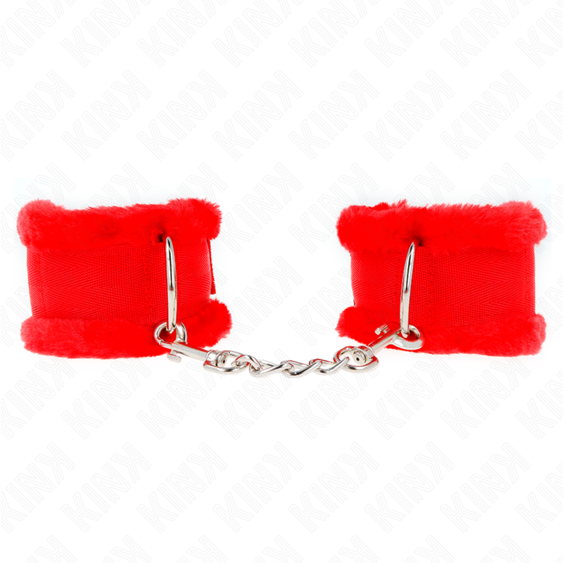 Kink Polsini Foderati In Pelliccia Rosso Regolabili - KINK WRIST RESTRAINT - Manette e Polsini | erosidea.com