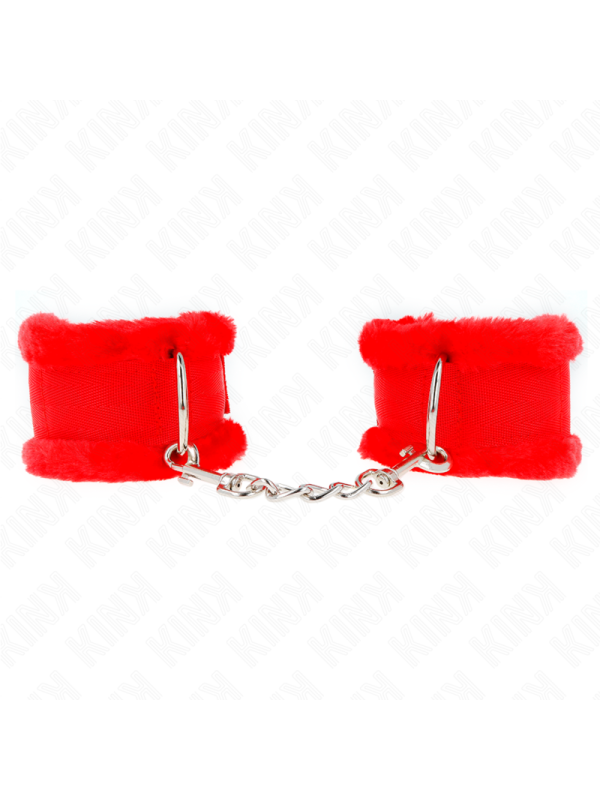 Kink Polsini Foderati In Pelliccia Rosso Regolabili - KINK WRIST RESTRAINT - Manette e Polsini | erosidea.com