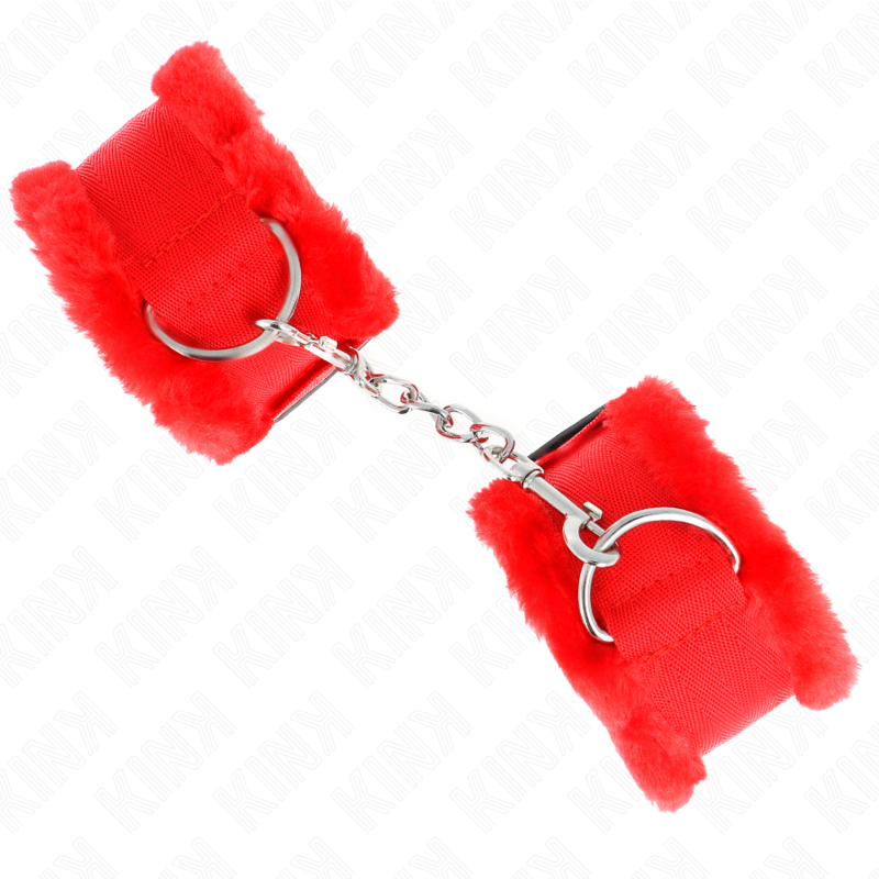 Kink Polsini Foderati In Pelliccia Rosso Regolabili - KINK WRIST RESTRAINT - Manette e Polsini | erosidea.com