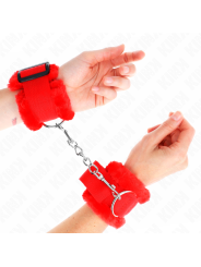 Kink Polsini Foderati In Pelliccia Rosso Regolabili - KINK WRIST RESTRAINT - Manette e Polsini | erosidea.com