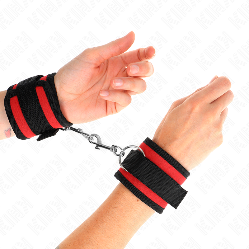 Kink - Tenuta Da Polso In Nylon Hook&Loop Rosso-Nero Modello 2 Regolabile 18-35 Cm X 6 Cm - KINK WRIST RESTRAINT - Manette e Polsini | erosidea.com