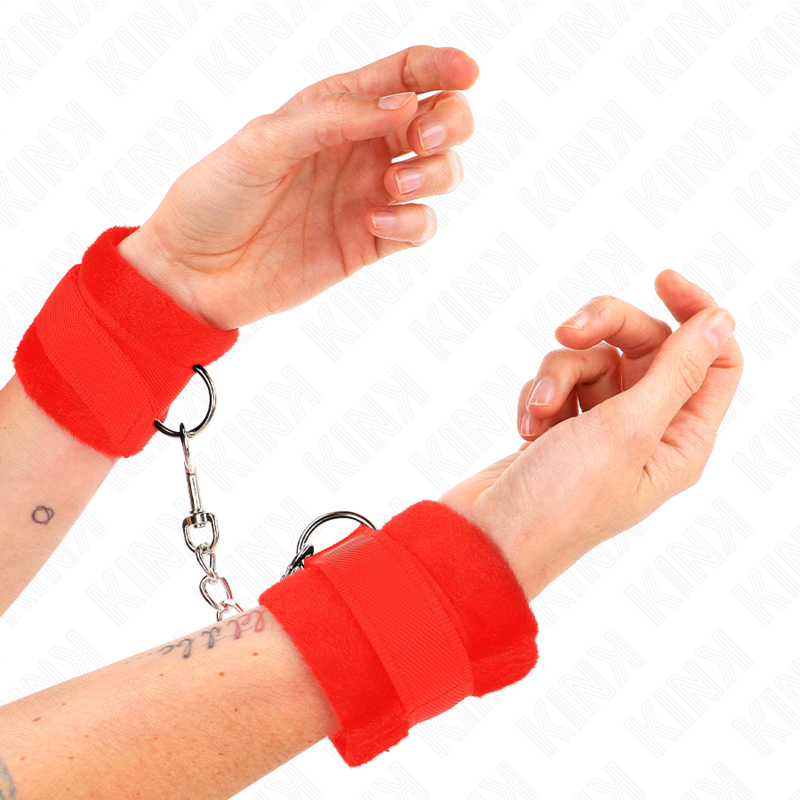 Kink - Polsini In Pelliccia Per Principianti Rosso 30 X 7 Cm - KINK WRIST RESTRAINT - Manette e Polsini | erosidea.com