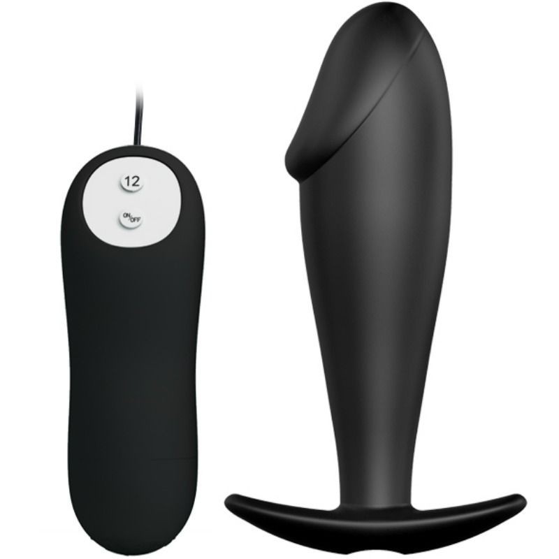 Plug Anale In Silicone Forma Del Pene E 12 Modalit Di Vibrazione Nero - PRETTY LOVE BOTTOM - Plug e Catene Anali | erosidea.com