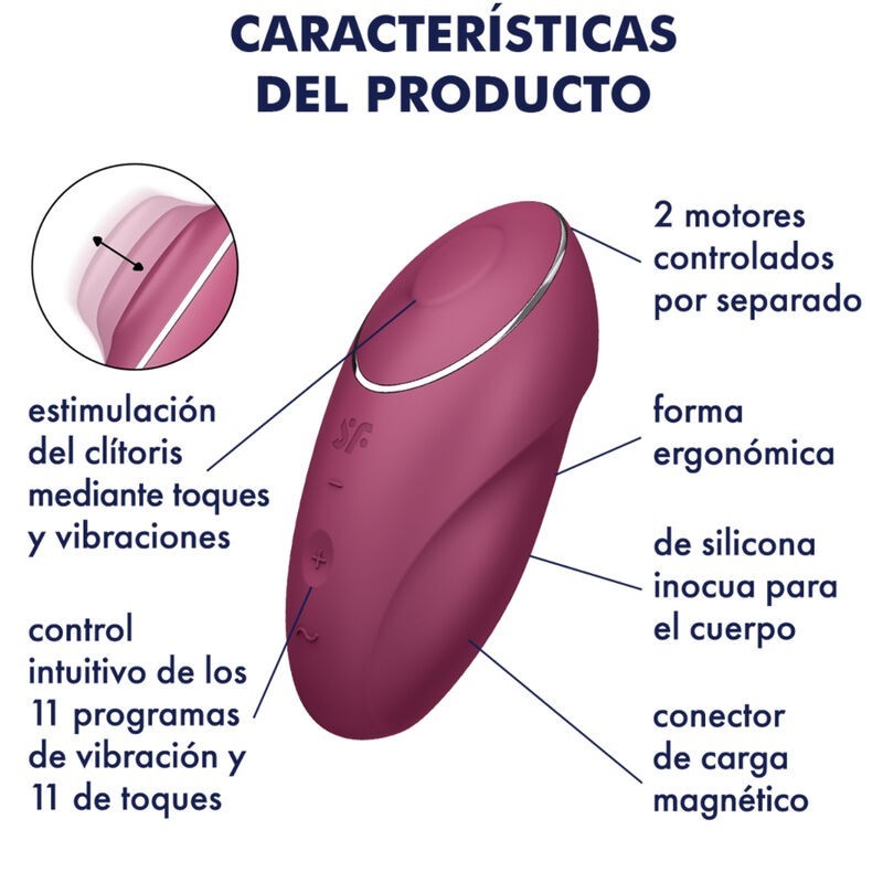 Satisfyer - Tap & Climax 1 Vibratore Lay-On Rosso - SATISFYER LAYONS - Vibratori Clitoride | erosidea.com