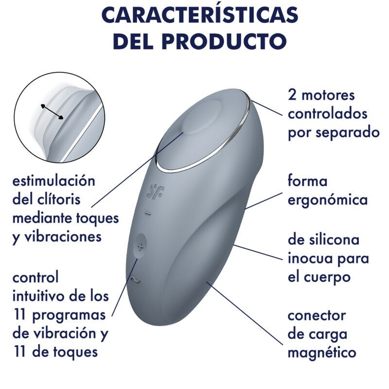 Vibratore Tap & Climax 1 Clitoride Lay-On Grigio - SATISFYER LAYONS - Vibratori Clitoride | erosidea.com