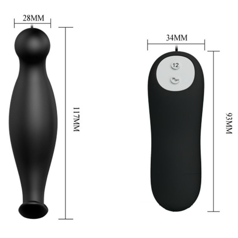 Plug Anale In Silicone 12 Modalit Di Vibrazione Nero - PRETTY LOVE - Plug e Catene Anali | erosidea.com