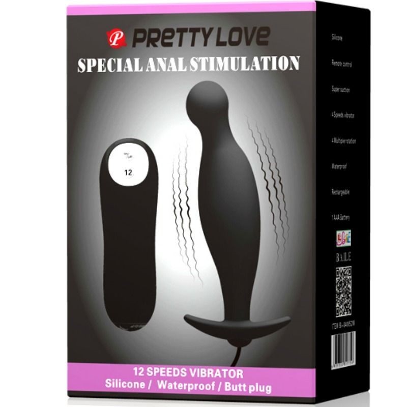 Plug Anale In Silicone 12 Modalit Di Vibrazione Nero - PRETTY LOVE - Plug e Catene Anali | erosidea.com