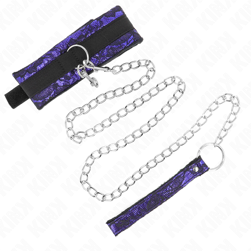 Kink - Collana Corta In Pizzo Di Velluto Con Cintura 105 Cm Con Profilo In Nylon 44 X 55 Cm - KINK COLLAR & GAG - Bondage | erosidea.com