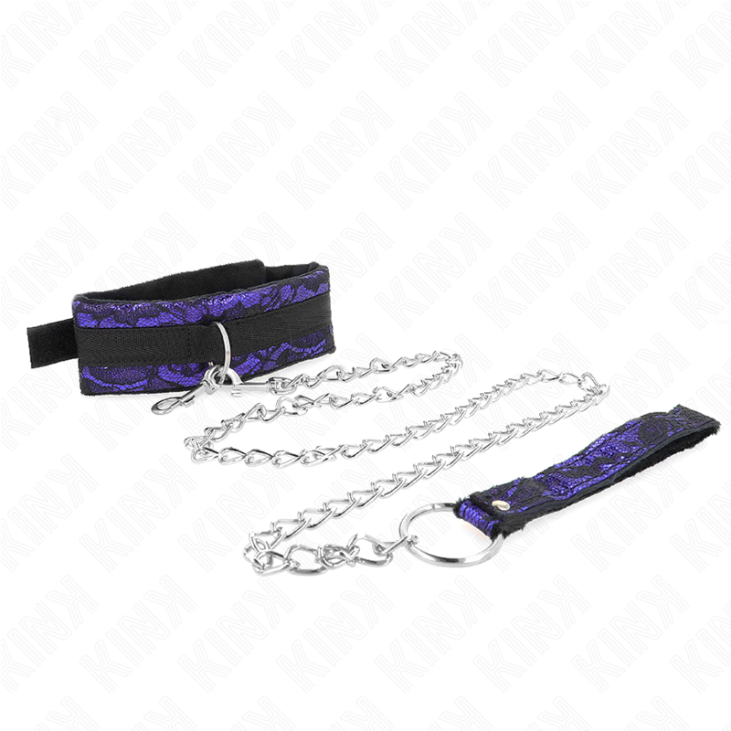 Kink - Collana Corta In Pizzo Di Velluto Con Cintura 105 Cm Con Profilo In Nylon 44 X 55 Cm - KINK COLLAR & GAG - Bondage | erosidea.com