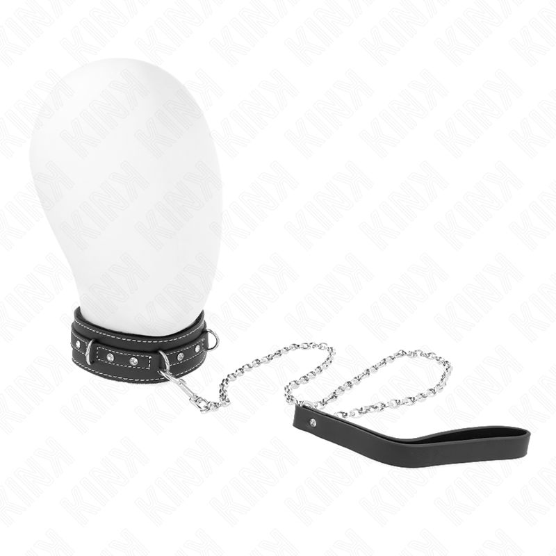 Kink - Collana In Pelle Pvc Con Cintura 105 Cm Rivetto Strass 41.5 X 4 Cm - KINK COLLAR & GAG - Bondage | erosidea.com