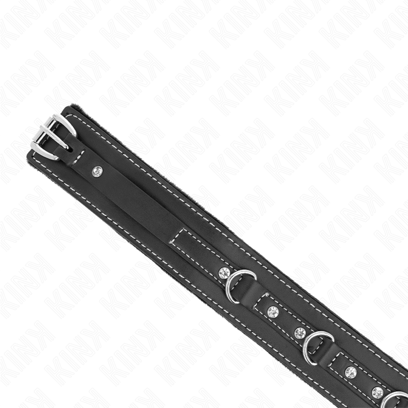 Kink - Collana In Pelle Pvc Con Cintura 105 Cm Rivetto Strass 41.5 X 4 Cm - KINK COLLAR & GAG - Bondage | erosidea.com