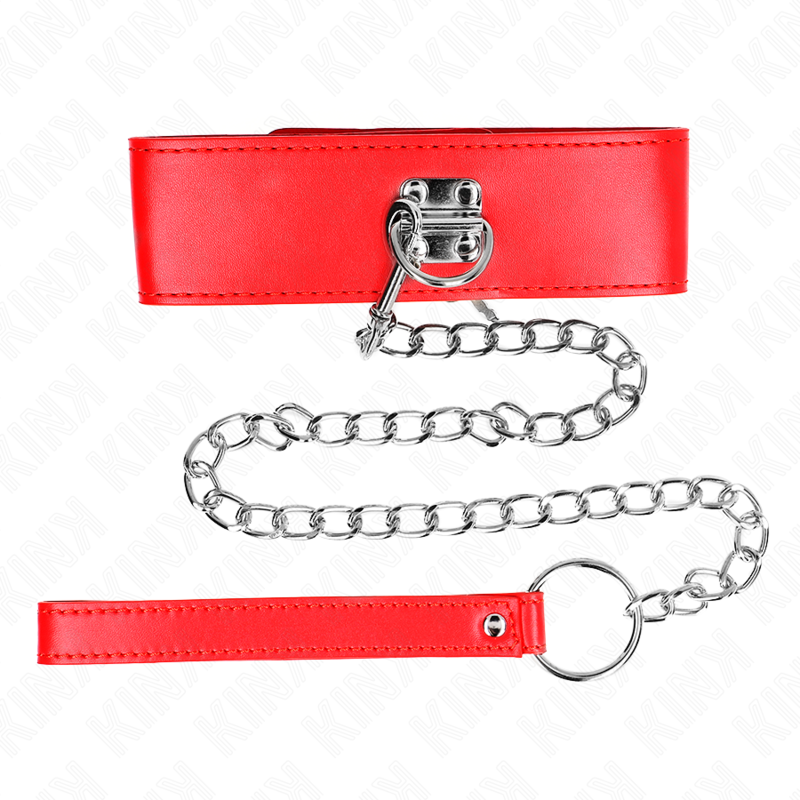 Kink - Collana Con Cintura 65 Cm Con Largo Cinturino Rosso Regolabile 335-41 Cm X 5 Cm - KINK COLLAR & GAG - Bondage | erosidea.com