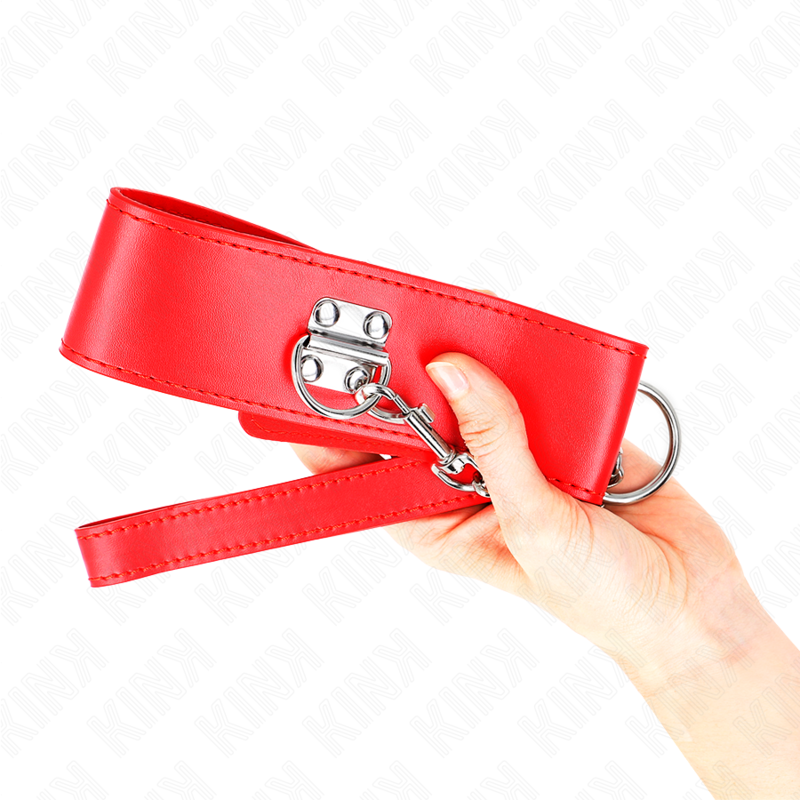 Kink - Collana Con Cintura 65 Cm Con Largo Cinturino Rosso Regolabile 335-41 Cm X 5 Cm - KINK COLLAR & GAG - Bondage | erosidea.com