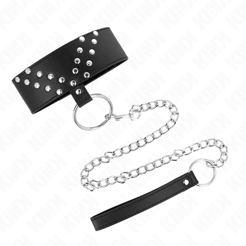 Kink - Collana Con Cintura 65 Cm Con Rivetto A V Regolabile 36-43 Cm X 5 Cm - KINK COLLAR & GAG - Bondage | erosidea.com