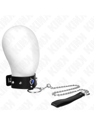 Kink - Collana 65 Cm Con Cinturino Con Diamanti Blu Regolabile 36-43 Cm X 5 Cm - KINK COLLAR & GAG - Bondage | erosidea.com