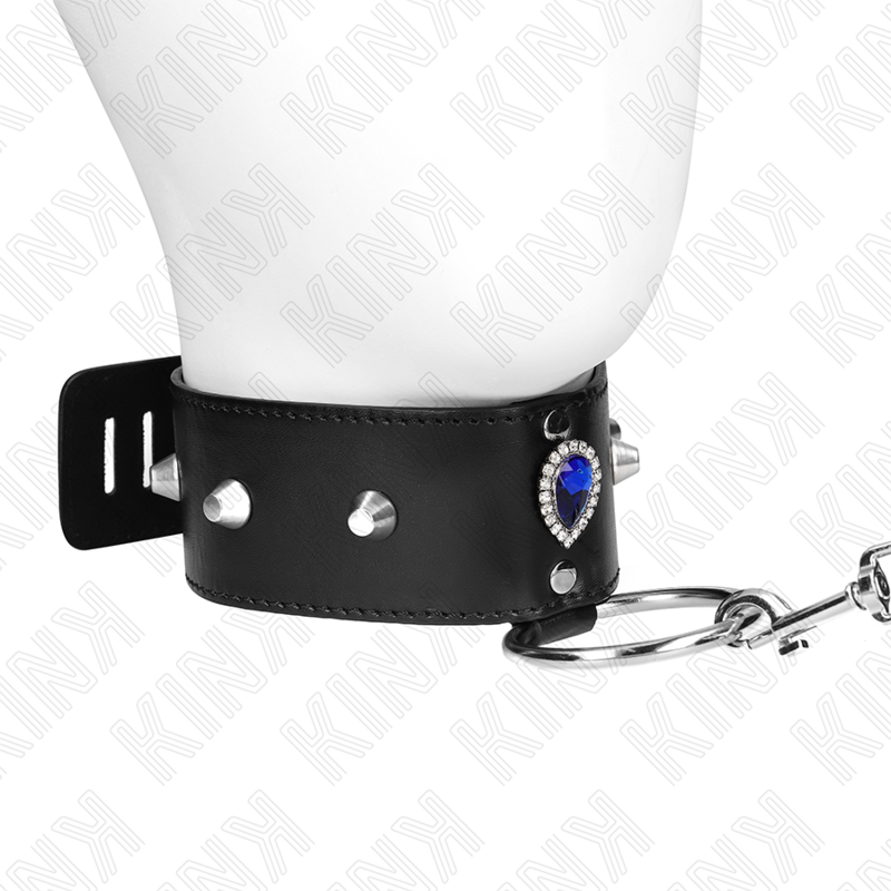 Kink - Collana 65 Cm Con Cinturino Con Diamanti Blu Regolabile 36-43 Cm X 5 Cm - KINK COLLAR & GAG - Bondage | erosidea.com