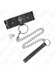 Kink - Collana 65 Cm Con Cinturino Con Diamanti Blu Regolabile 36-43 Cm X 5 Cm - KINK COLLAR & GAG - Bondage | erosidea.com
