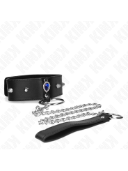 Kink - Collana 65 Cm Con Cinturino Con Diamanti Blu Regolabile 36-43 Cm X 5 Cm - KINK COLLAR & GAG - Bondage | erosidea.com