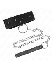 Kink - Collana 65 Cm Con Guinzaglio Con Borchie Argento Modello 2 Regolabile 36-43 Cm X 5 Cm - KINK COLLAR & GAG - Collari e Guinzagli | erosidea.com