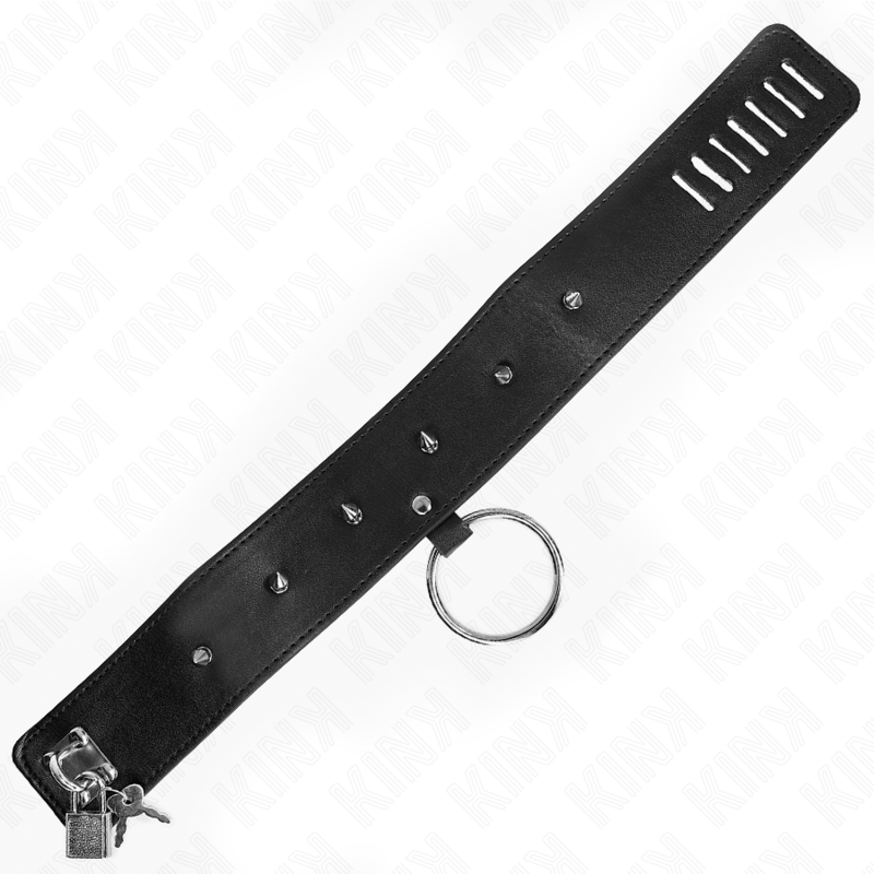 Kink - Collana 65 Cm Con Guinzaglio Con Borchie Argento Modello 2 Regolabile 36-43 Cm X 5 Cm - KINK COLLAR & GAG - Collari e Guinzagli | erosidea.com