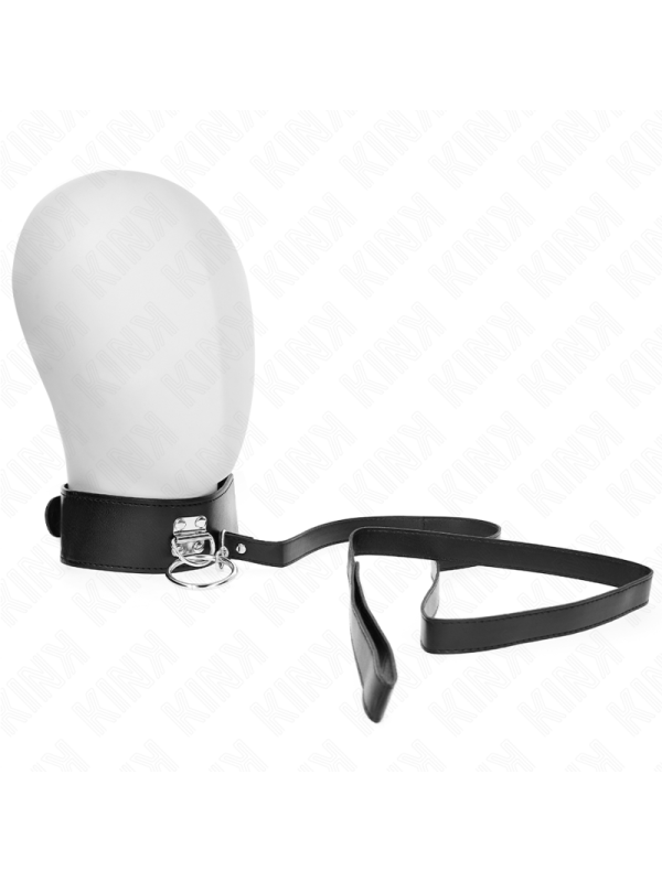Kink - Guinzaglio Borchie 116 Cm Collare Con Cinturino In Similpelle 50 X 5 Cm - KINK COLLAR & GAG - Collari e Guinzagli | erosidea.com