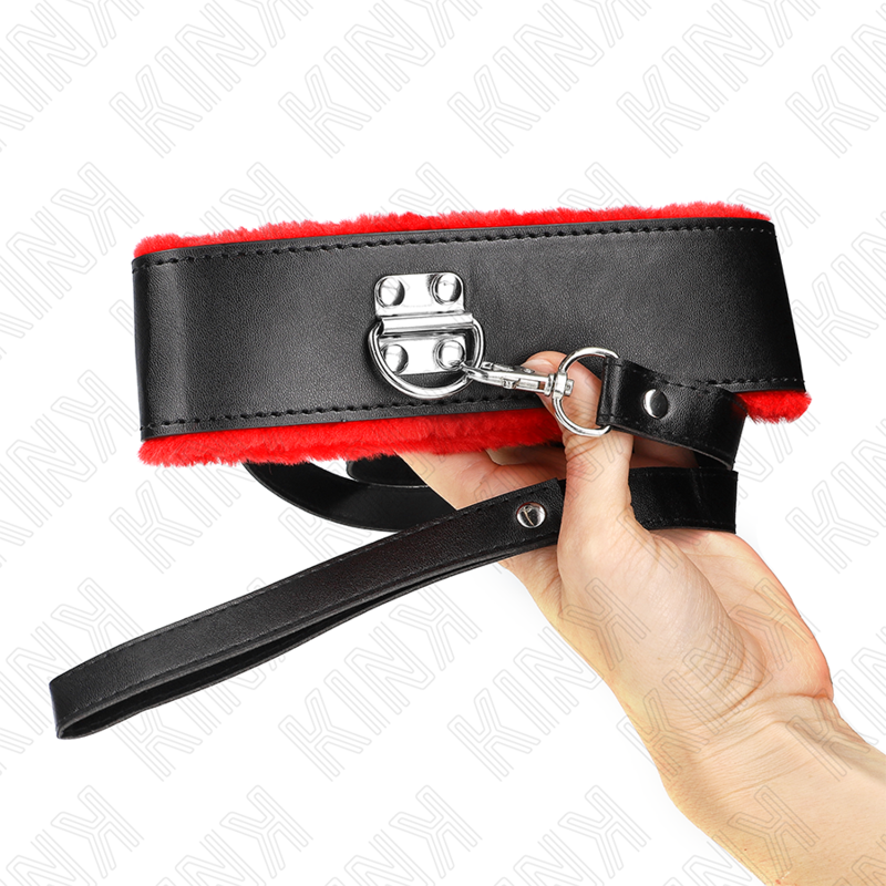 Kink - Collana Con Cintura 116 Cm Con Cinturino In Pelle Rosso Regolabile 40-48 Cm X 6 Cm - KINK COLLAR & GAG - Bondage | erosidea.com