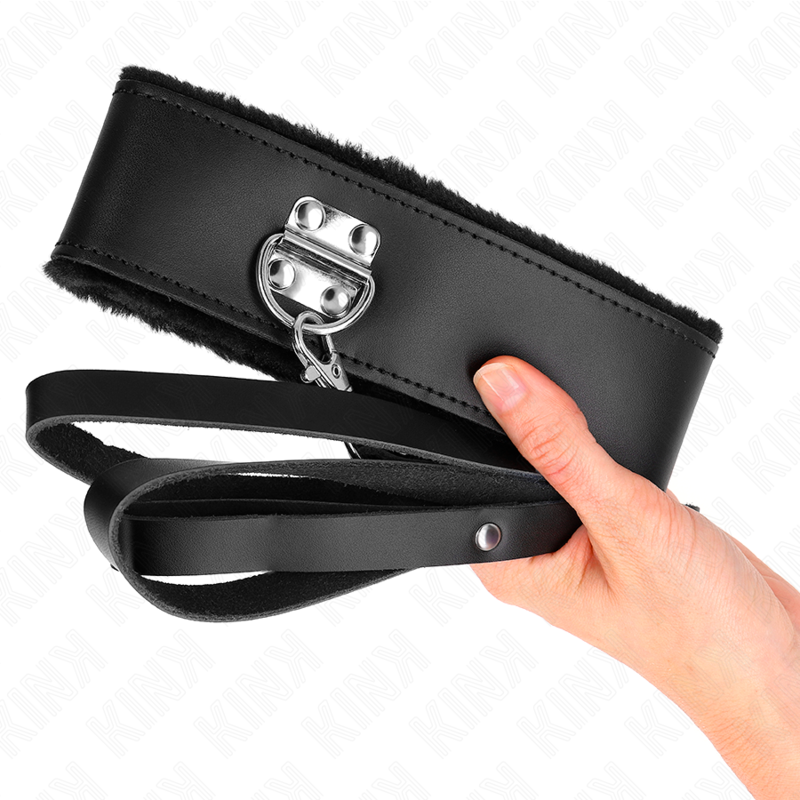 Kink - Collana Con Cintura 116 Cm Con Cinturino In Pelle Nera Regolabile 40-48 Cm X 6 Cm - KINK COLLAR & GAG - Bondage | erosidea.com