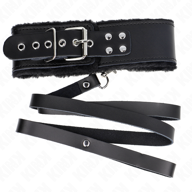 Kink - Collana Con Cintura 116 Cm Con Cinturino In Pelle Nera Regolabile 40-48 Cm X 6 Cm - KINK COLLAR & GAG - Bondage | erosidea.com