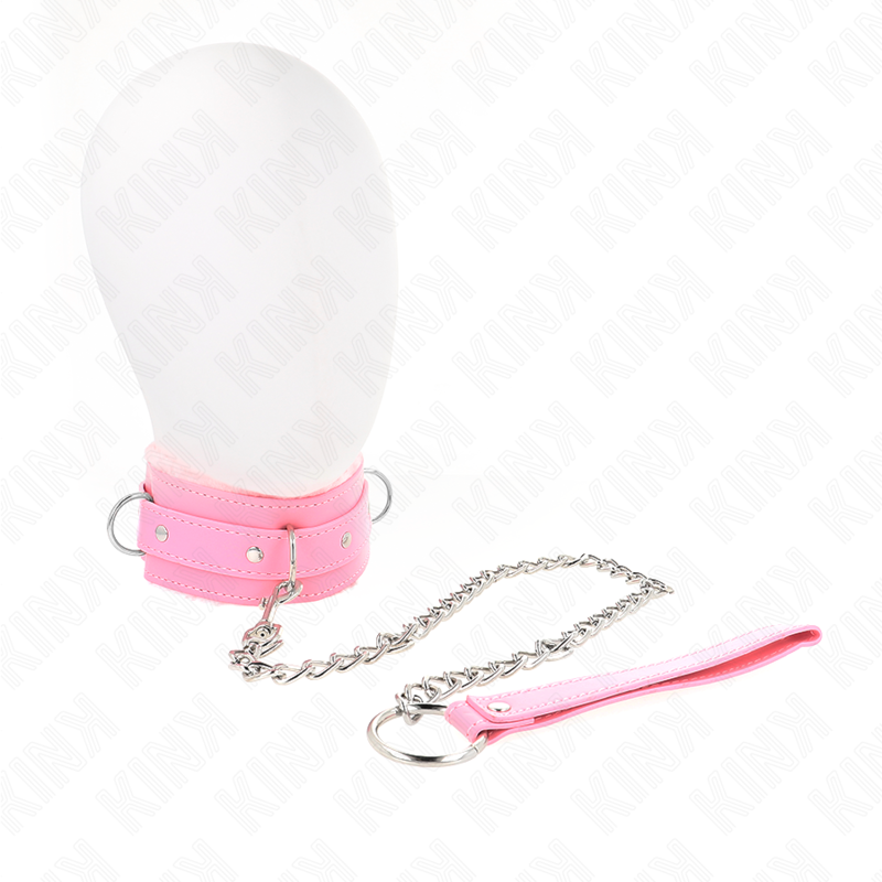 Kink - Collare Con Guinzaglio 65 Cm Con Restrizioni Rosa 36-42 Cm X 55 Cm - KINK COLLAR & GAG - Collari e Guinzagli | erosidea.com