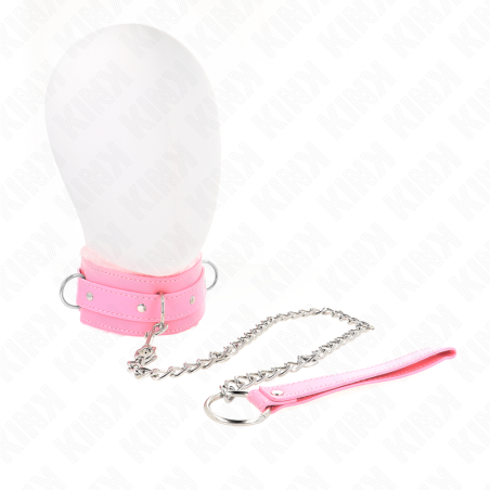 Kink - Collare Con Guinzaglio 65 Cm Con Restrizioni Rosa 36-42 Cm X 55 Cm - KINK COLLAR & GAG - Collari e Guinzagli | erosidea.com