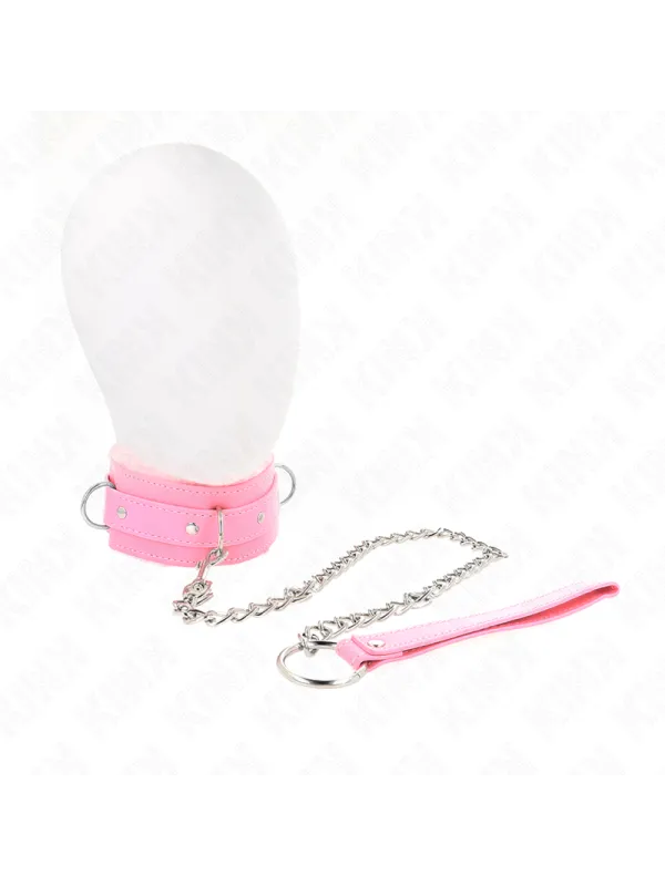 Kink - Collare Con Guinzaglio 65 Cm Con Restrizioni Rosa 36-42 Cm X 55 Cm - KINK COLLAR & GAG - Collari e Guinzagli | erosidea.com