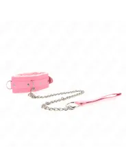 Kink - Collare Con Guinzaglio 65 Cm Con Restrizioni Rosa 36-42 Cm X 55 Cm - KINK COLLAR & GAG - Collari e Guinzagli | erosidea.com