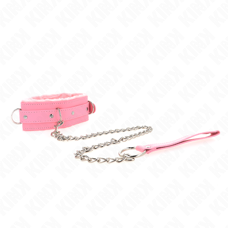Kink - Collare Con Guinzaglio 65 Cm Con Restrizioni Rosa 36-42 Cm X 55 Cm - KINK COLLAR & GAG - Collari e Guinzagli | erosidea.com