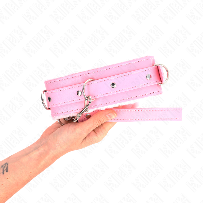 Kink - Collare Con Guinzaglio 65 Cm Con Restrizioni Rosa 36-42 Cm X 55 Cm - KINK COLLAR & GAG - Collari e Guinzagli | erosidea.com