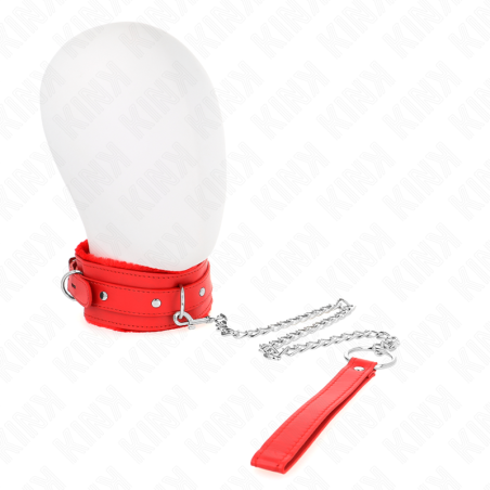 Kink - Collare Con Guinzaglio 65 Cm Con Restrizioni Rosso 36-42 Cm X 55 Cm - KINK COLLAR & GAG - Collari e Guinzagli | erosidea.com